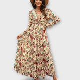 Helen - Rosa Maxikleid mit Blütenmuster