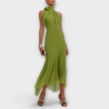 Elodie - Grünes asymmetrisches Maxikleid