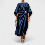 Luxe - Hellblaues schimmerndes Satin-Langkleid