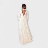 Elsa - Cremefarbenes Maxikleid mit Stickerei
