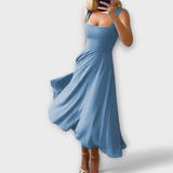 Elegantes cremefarbenes ärmelloses Kleid