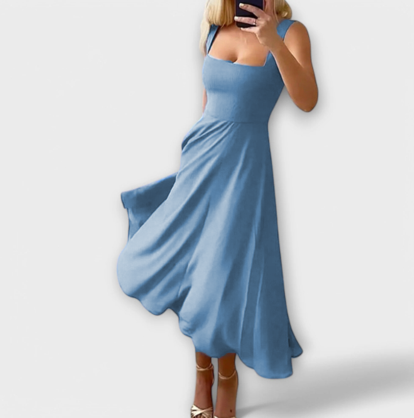 Elegantes cremefarbenes ärmelloses Kleid
