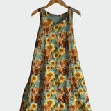 Kleid mit Sonnenblumenmotiv