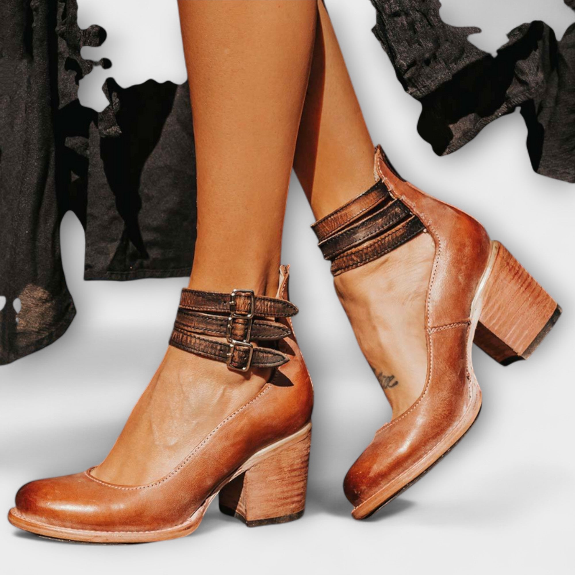 Marga - Lederstiefelette mit Drei Riemen
