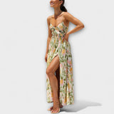 Annalise - Buntes bedrucktes Maxikleid mit Schlitz