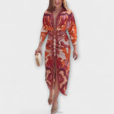 Cleo - Dolman-Midikleid mit brasilianischem Print
