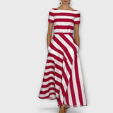 Janell - Rot-weisses gestreiftes Maxikleid