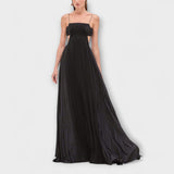 Mireille - Schwarzes plissiertes Maxikleid mit Cut-Out