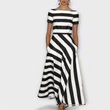 Janell - Rot-weisses gestreiftes Maxikleid