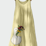Gelbes Kleid mit Gänsemotiv