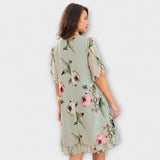 Melin - Schwarzes Chiffonkleid mit Blütenmuster