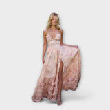 Luzie - Rosa langes fliessendes Kleid