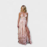 Luzie - Rosa langes fliessendes Kleid