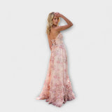 Luzie - Rosa langes fliessendes Kleid