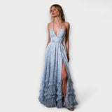 Luzie - Rosa langes fliessendes Kleid