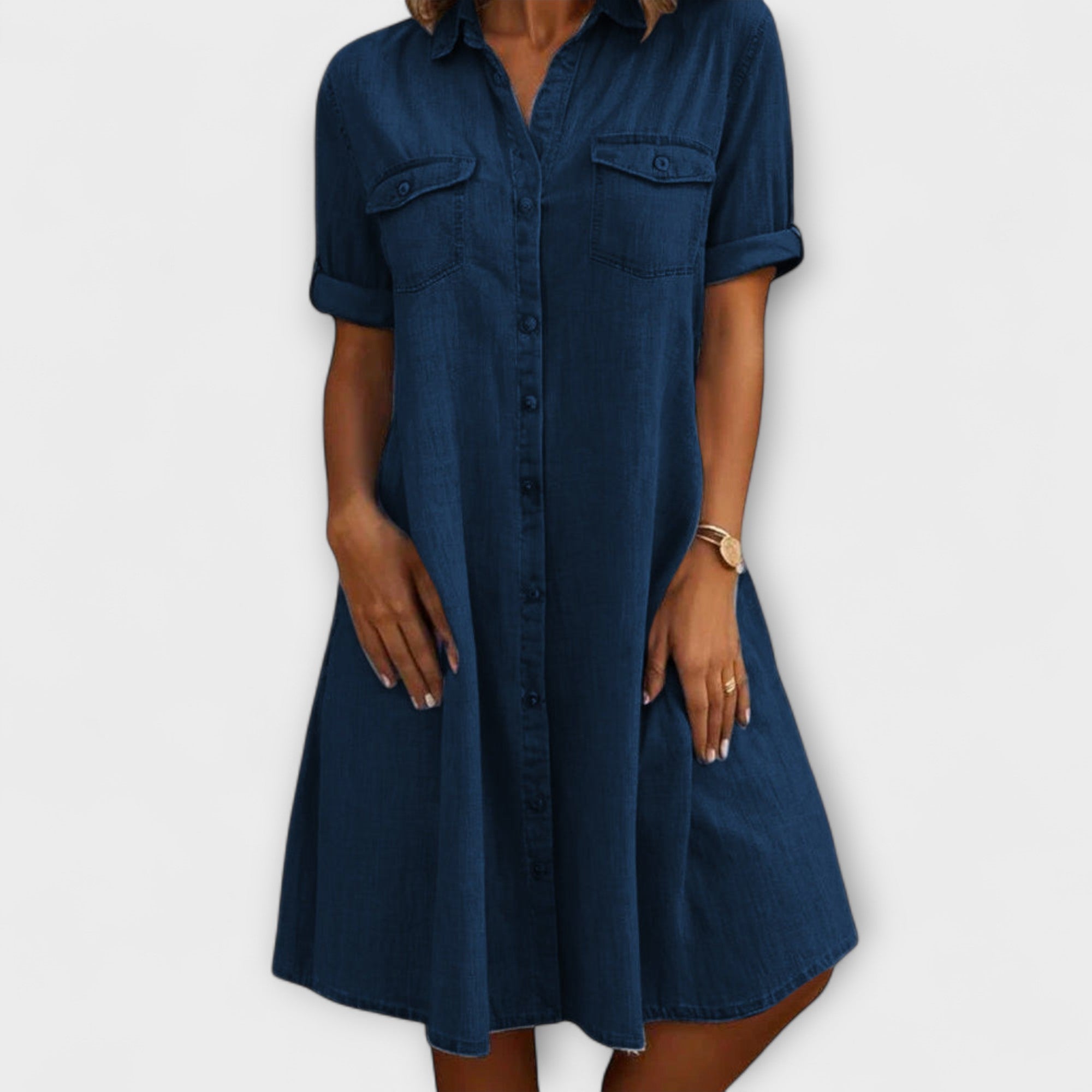 Casual A-Linien-Kleid in Jeansblau