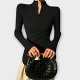 Michiko - Schwarzer eleganter Slim-Fit-Pullover