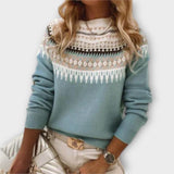 Lena - Grauer kuscheliger Alltags-Pullover mit Norweger-Muster