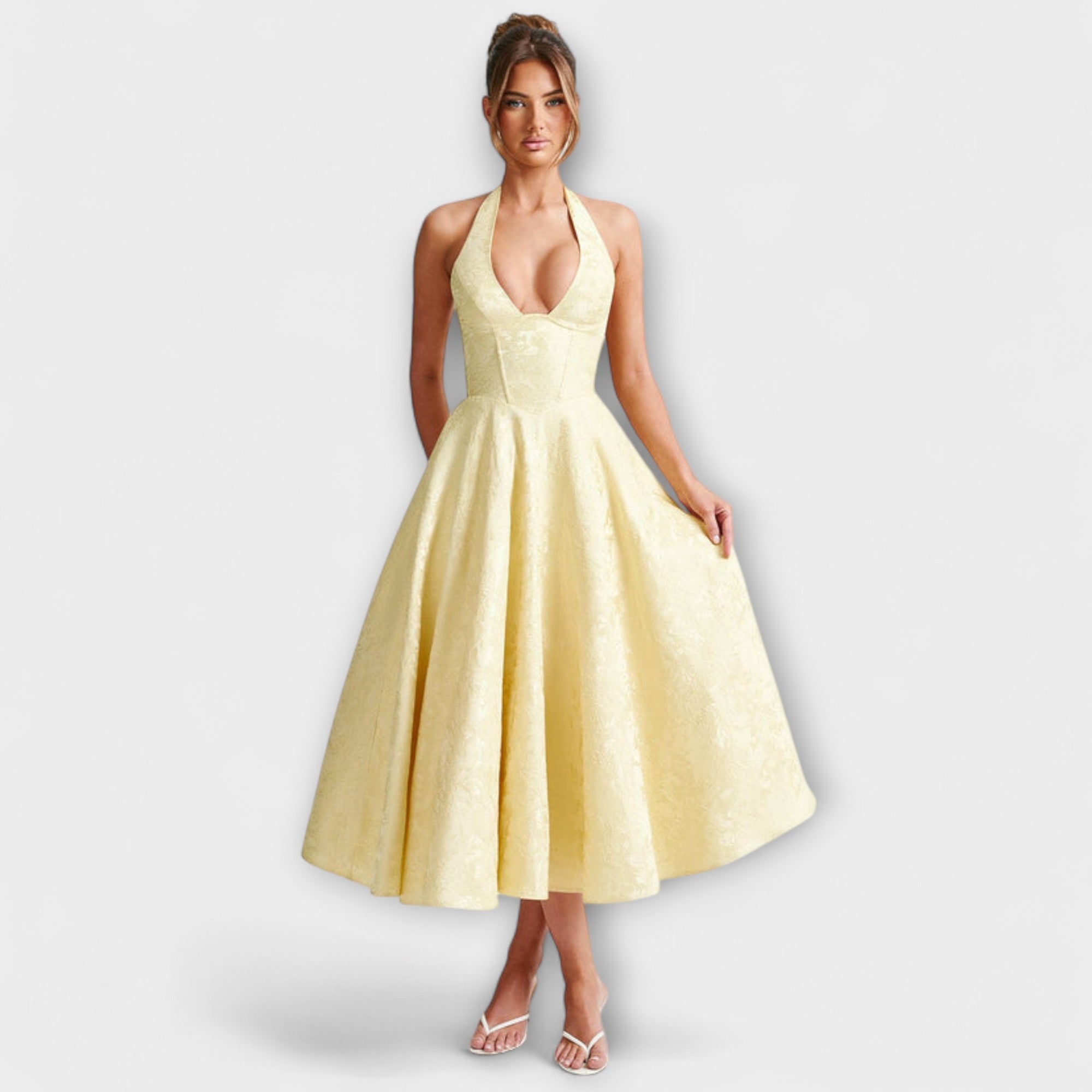 Catalina - Romantisches weisses Midikleid