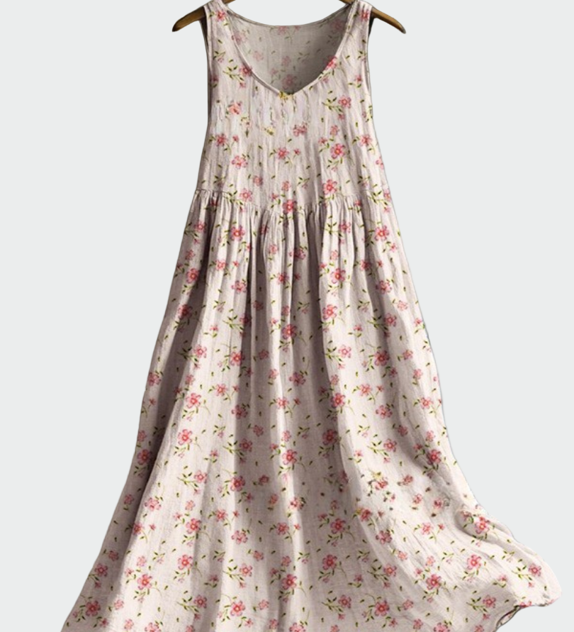 Weisses Trägerkleid mit zarten Blüten