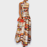 Babette - Buntes langes Kleid mit abstraktem Muster