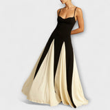 Ember - Schwarz-cremes A-Linien-Maxikleid mit Tüll