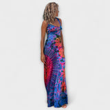 Ronja - Pink-blaues Tie-Dye-Maxikleid