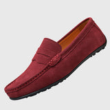 Roswitha - Bordeauxrote Wildleder-Slipper
