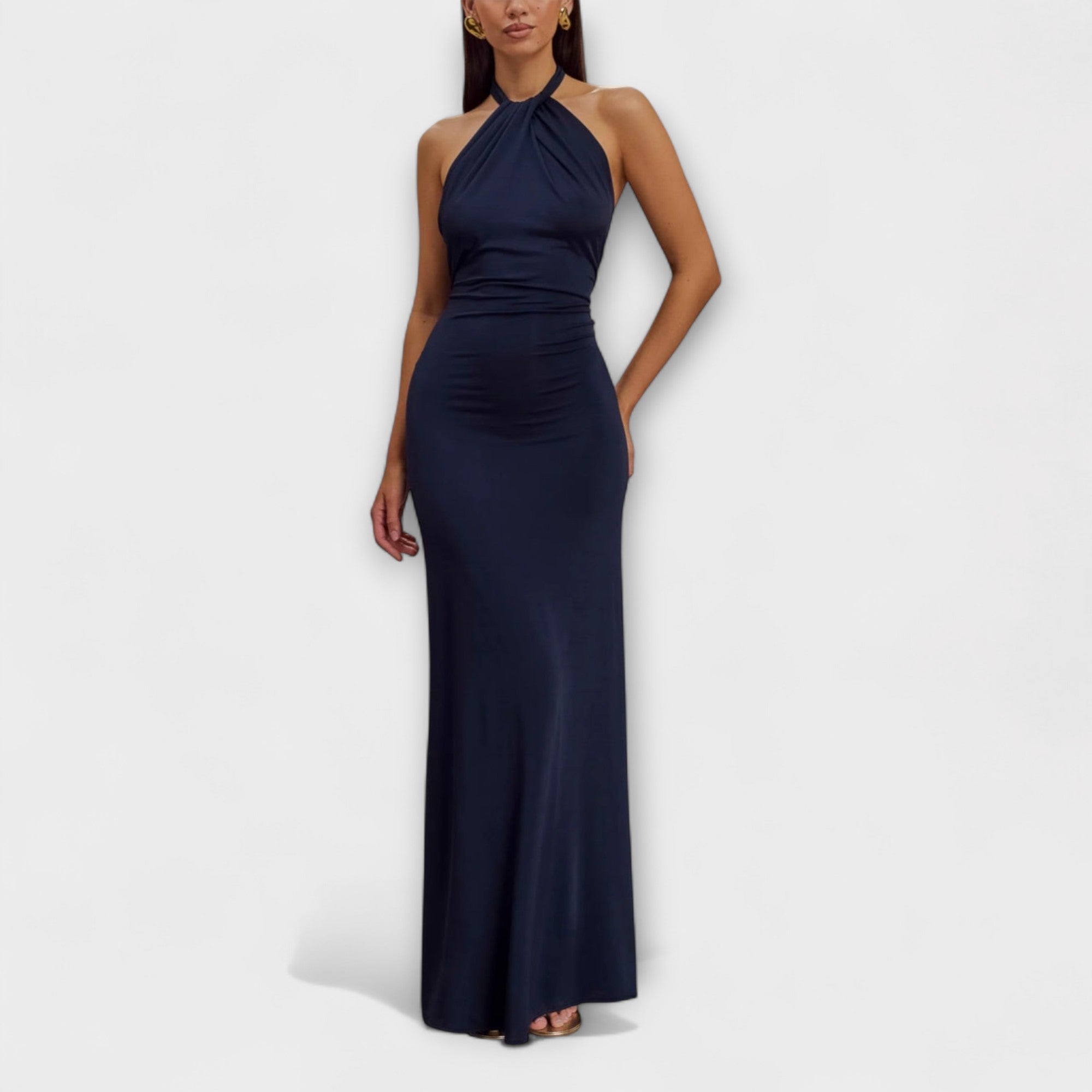 Lagune - Salbeigrünes Halter-Maxikleid