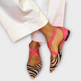 Friedlinde - Zebra-Ballerinas mit Riemen