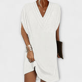 Apollonia - Schwarzes Elegantes Shift-Kleid mit V-Ausschnitt