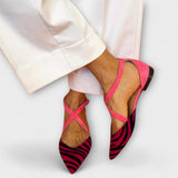 Friedlinde - Zebra-Ballerinas mit Riemen