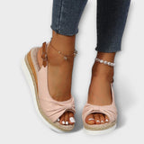 Adelgund - Rosé Espadrille-Sandalen mit Schleife
