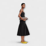 Cassie - Schwarzes Midikleid im Agave-Stil