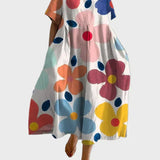 Limettengrünes Kleid mit Blumenmuster