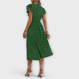 Schickes rotes Polka-Dot-Midikleid mit Knopfleiste