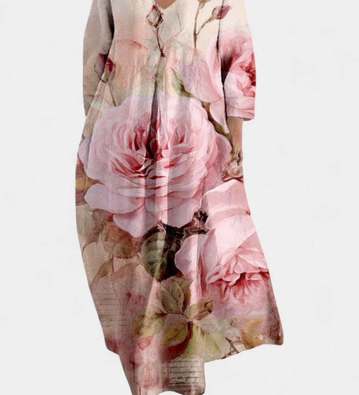 Ana - Buntes fliessendes Kleid mit Aquarellmuster