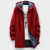 Ash - Rote lange Winterjacke mit Kapuze