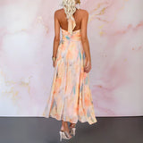 Aurora - Pastellfarbenes Neckholder-Maxikleid