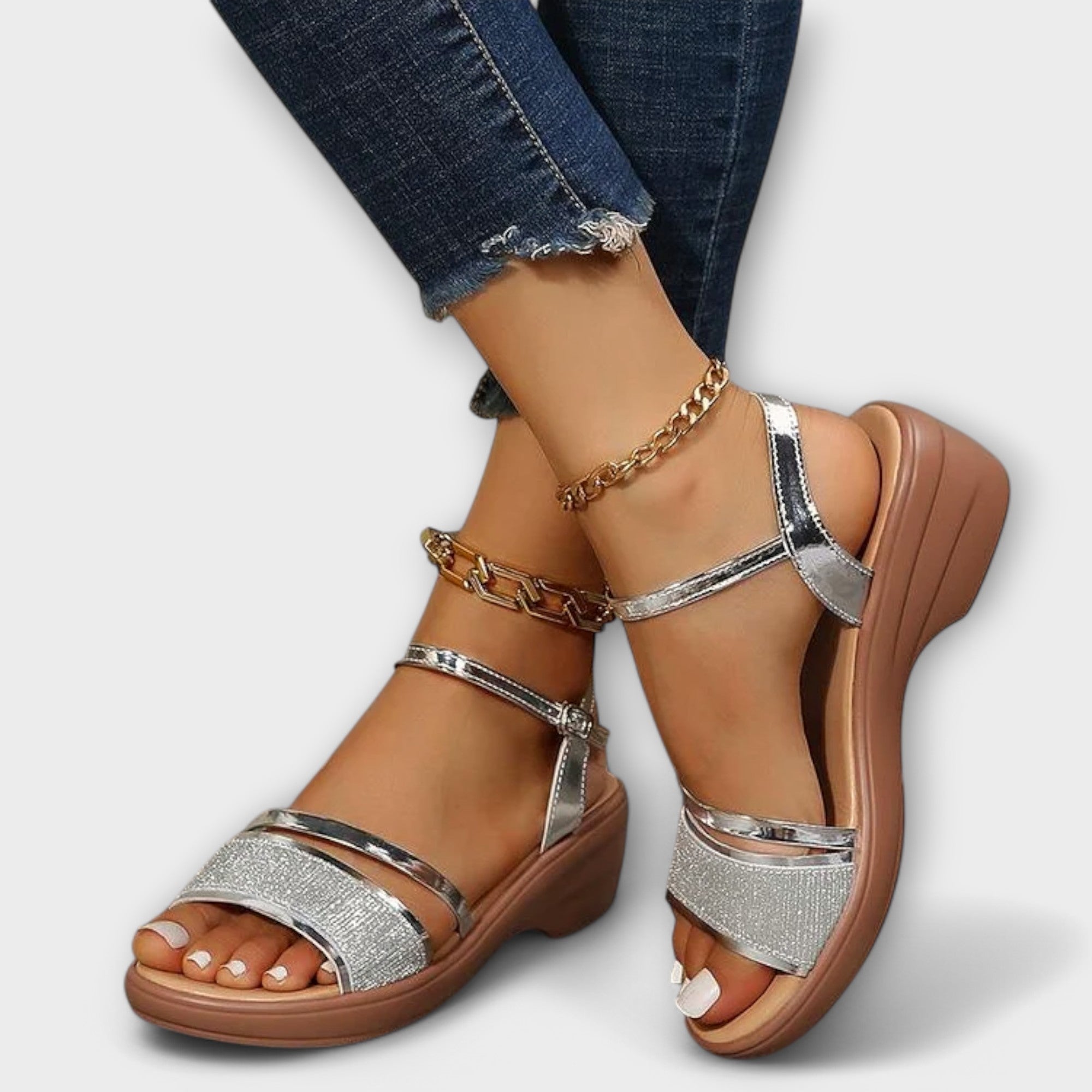 Edelgard - Sandalen mit Strass-Riemen