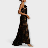 Sara - Schwarzes Maxikleid mit floralem Muster