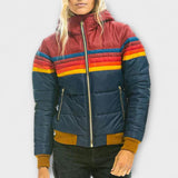 Roswitha - Bunte Retro-Parka mit Kunstfellkapuze