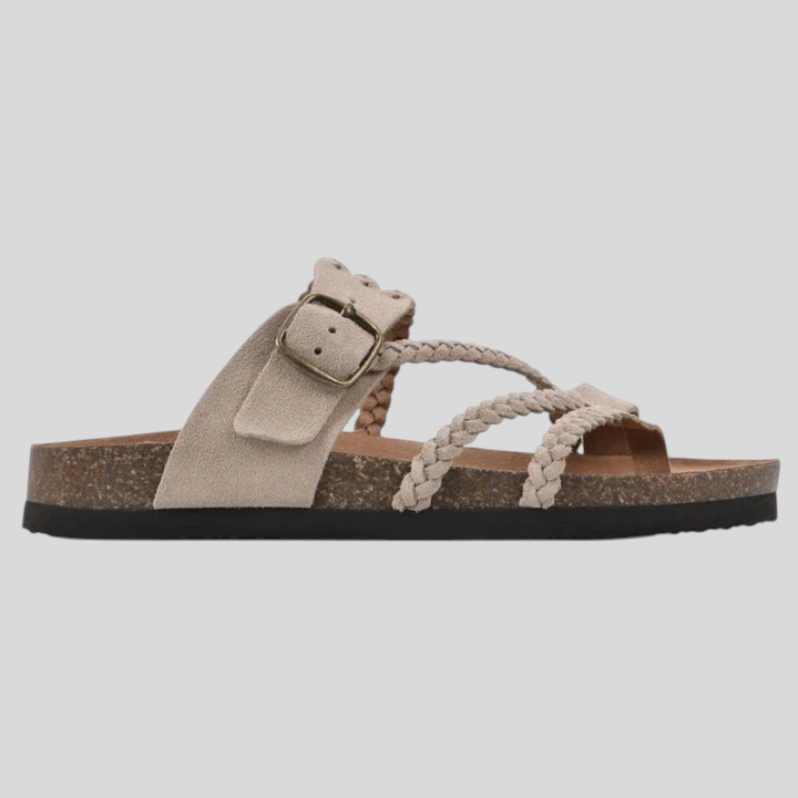 Aurora - Anatomische Korksandalen mit Flechtdesign