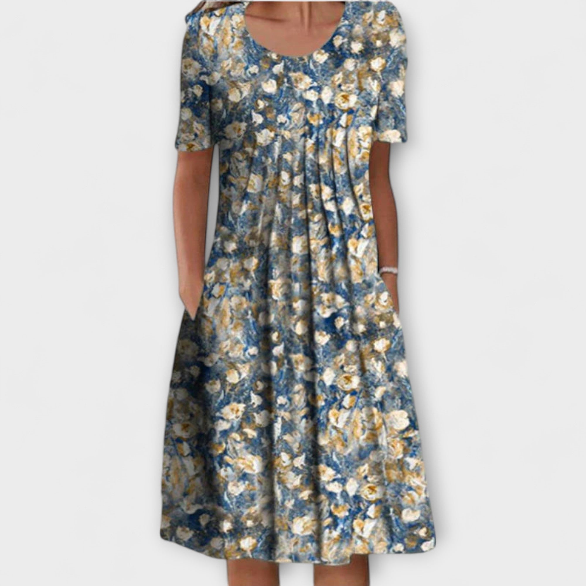 Emelie - Weisses Schichtkleid mit Blütenmuster