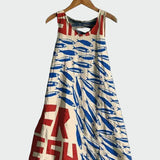 Weisses Kleid mit Sardinen-Print