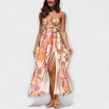 Annalise - Buntes bedrucktes Maxikleid mit Schlitz
