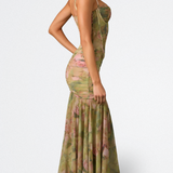 Isamara - Langes Kleid mit Korsett im Aquarell-Look