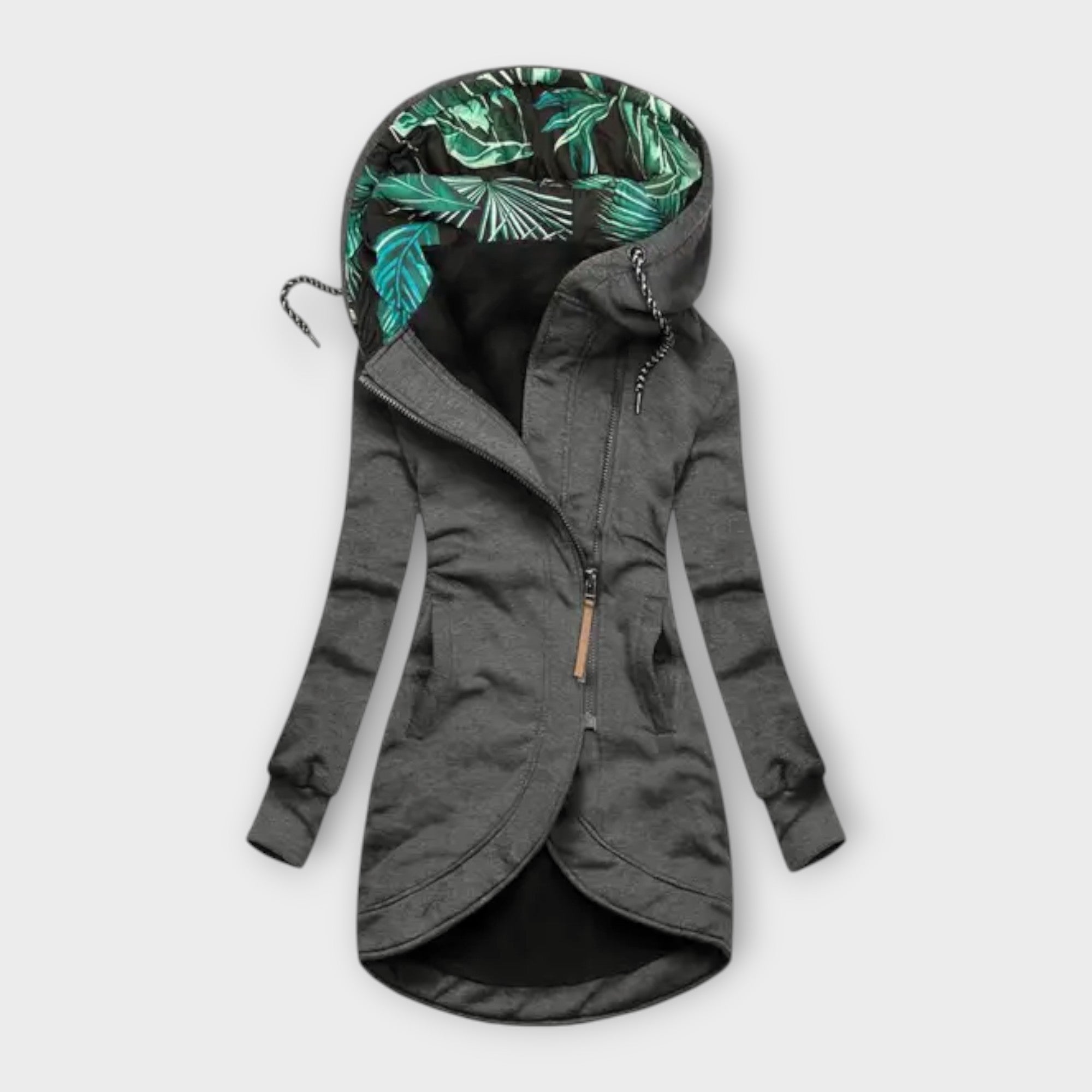 Nora - Olivgrüne elegante Jacke mit Print