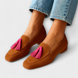 Reinhilde - Braune Loafer mit Quasten