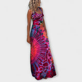 Ronja - Pink-blaues Tie-Dye-Maxikleid